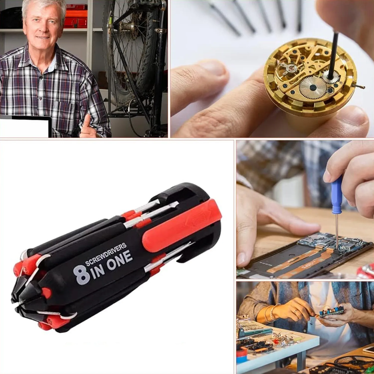 0427 08 in 1 Multi-Function Screwdriver Kit with LED Portable Torch